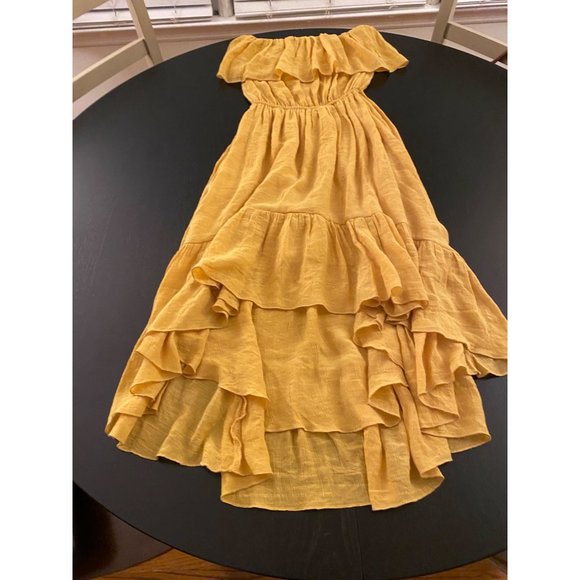 Forever 21 Strapless‎ Dress Womens Small Sunflower Flowy Cottage Tiered Hi-Low - Picture 6 of 16